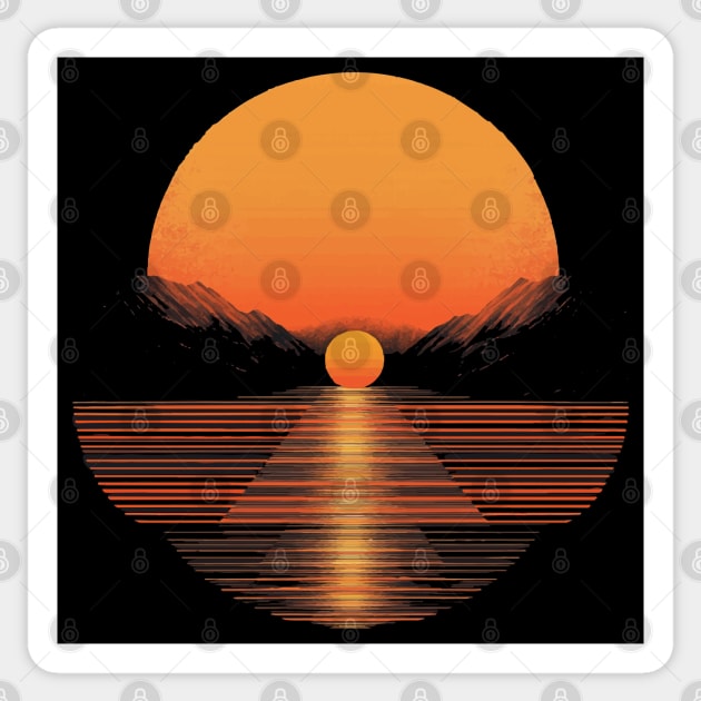 Winter Sunset - Retro Orange Sticker by TuncGK